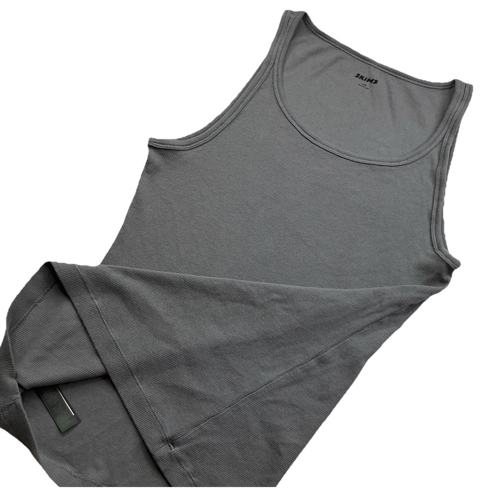 Skims Tan Top Men Sz L Cotton Rib Sleeveless Layer Shirt TP-TNK-5788M Gray